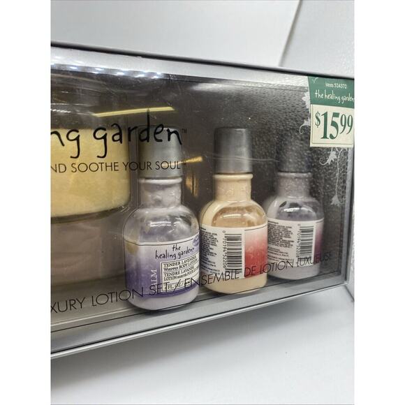 The Healing Garden Luxury Lotion Box Set & Candle Jasmine Tea Plum Rose Lavender - Picture 4 of 5